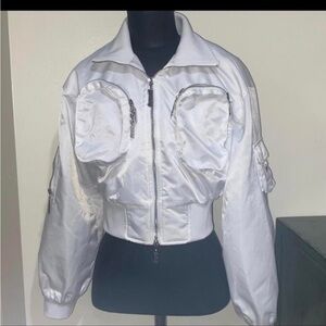 Dolls Kill White Bomber Jacket with Professional Tailoring
